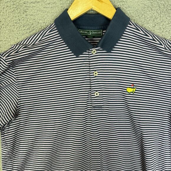 S Masters Collection Shirt Mens M Purple Striped Golf Polo Cotton‎ Short Sleeve - Picture 2 of 8